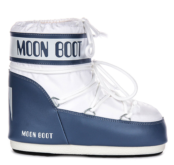 Moon Boot Icon Low Nylon In White Blue For Women