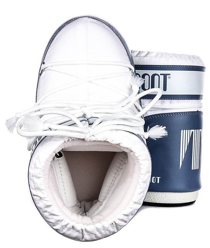 Moon Boot Icon Low Nylon In White Blue For Women