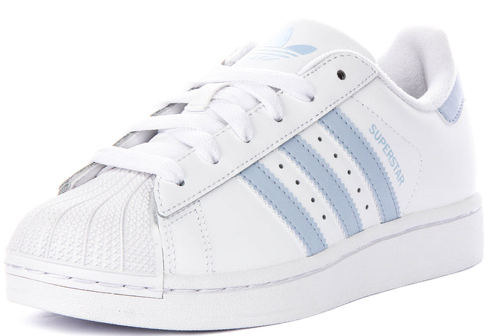 Adidas Superstar Ii J In White Blue For Youth