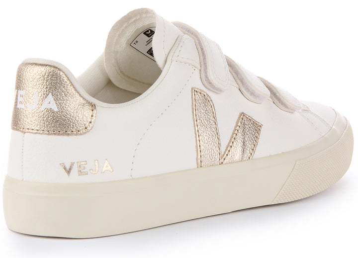 Veja Recife Zapatillas de piel chromefree de tres tiras para hombre en blanco bronce