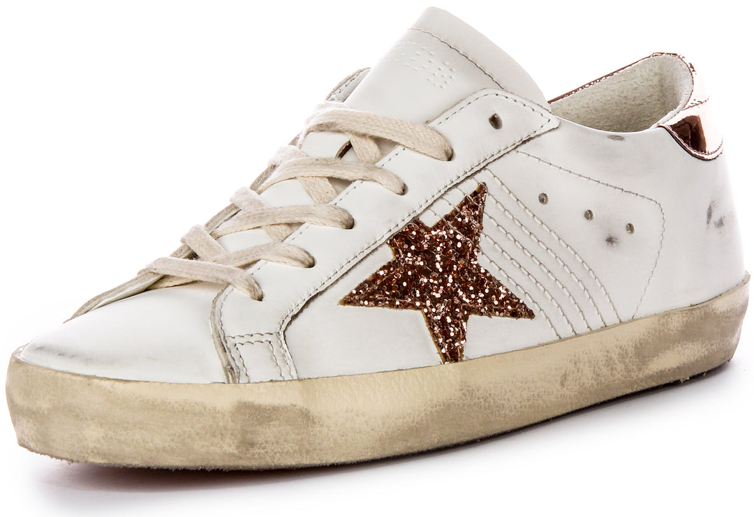 Golden Goose Super Star In White Bronze For Women