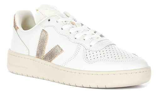 Veja V10 Prime Leather In White Bronze For Women