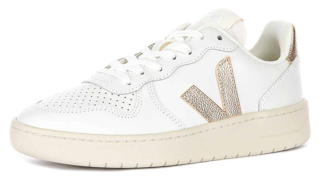 Veja V10 Prime Leather en Blanco Bronce para Mujer