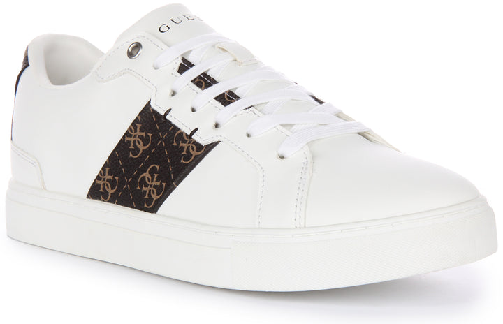 Guess Todi 4G Logo Scarpe da ginnastica casual in ecopelle allacciate da uomo in bianco marrone