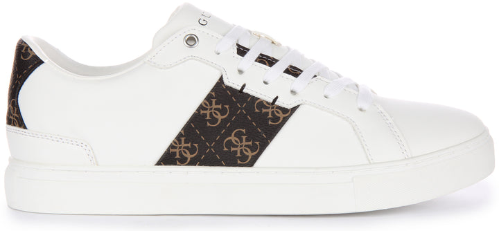 Guess Todi 4G Logo Scarpe da ginnastica casual in ecopelle allacciate da uomo in bianco marrone