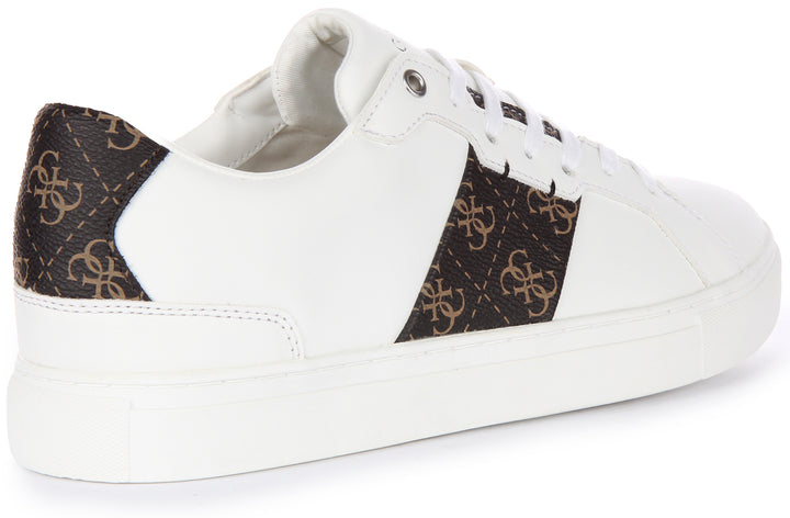 Guess Todi 4G Logo Scarpe da ginnastica casual in ecopelle allacciate da uomo in bianco marrone