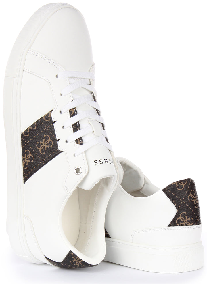 Guess Todi 4G Logo Scarpe da ginnastica casual in ecopelle allacciate da uomo in bianco marrone