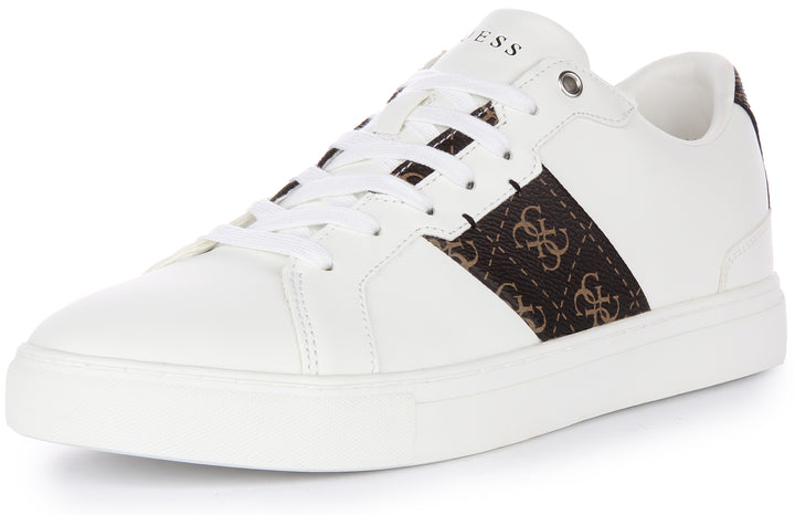 Guess Todi 4G Logo Scarpe da ginnastica casual in ecopelle allacciate da uomo in bianco marrone