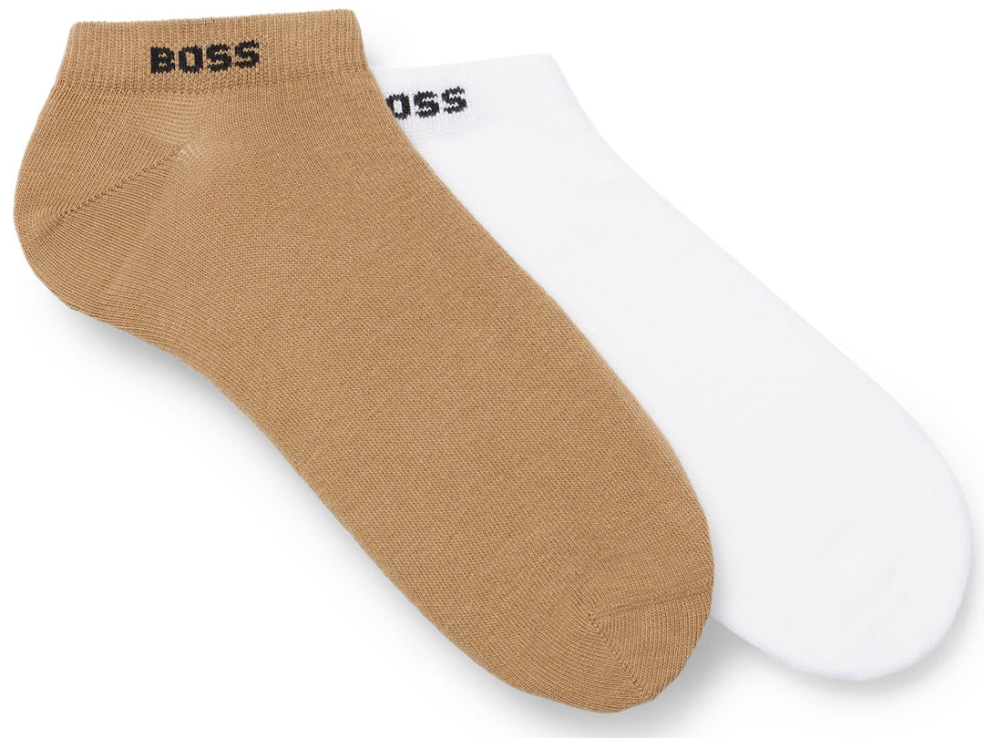 Boss 2P As Uni Colors CC Set di 2 calzini alla caviglia in misto cotone da unsiex in bianco marrone