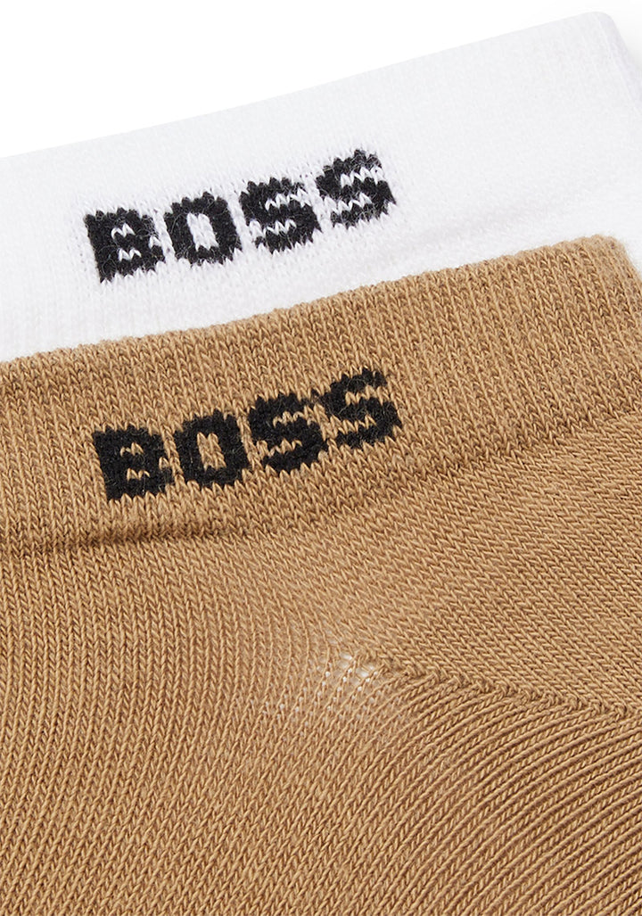 Boss 2P As Uni Colors CC Set di 2 calzini alla caviglia in misto cotone da unsiex in bianco marrone