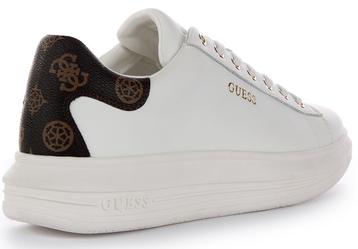 Guess Vibo 4G Trainer In White Brown For Women