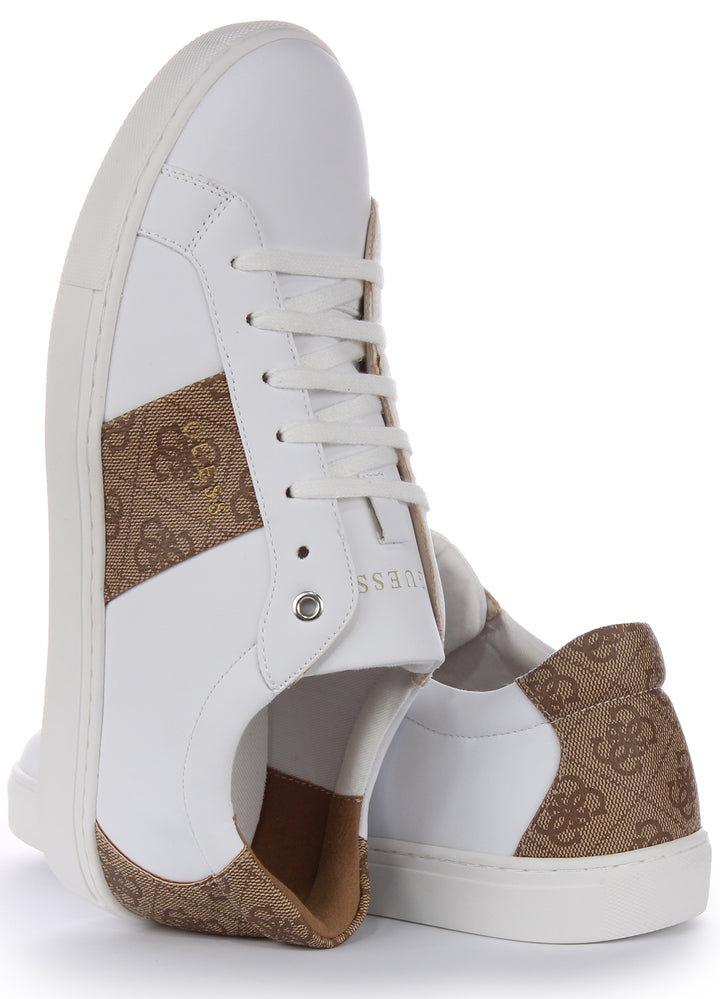 Guess Toda Semi 4G Trainer In White Brown For Women