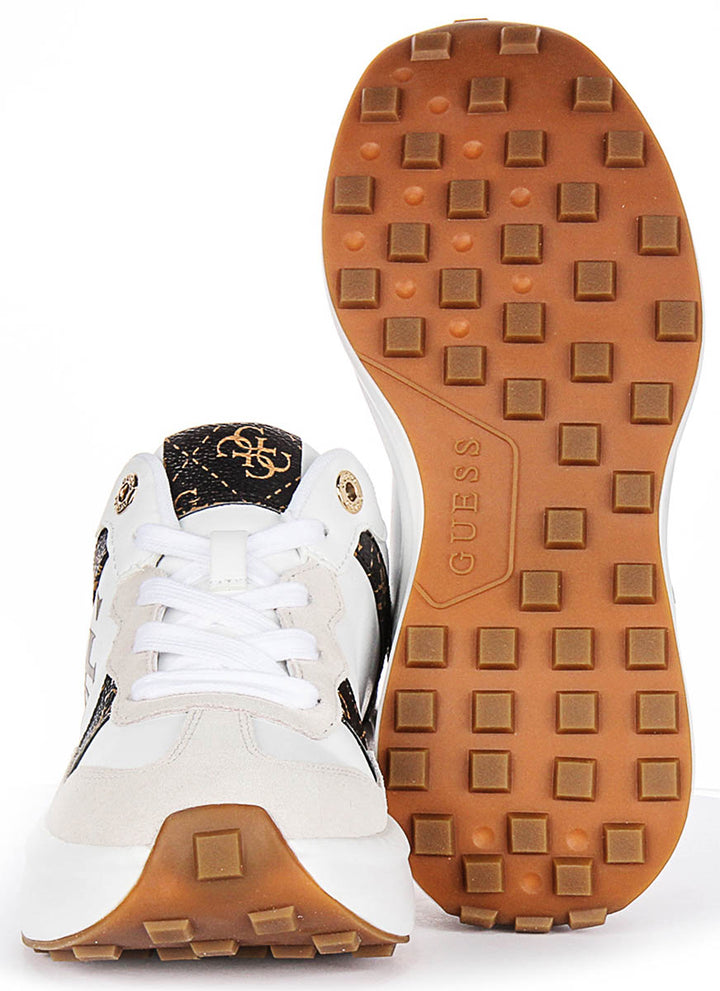 Guess Luckei 4G Logo In White Brown for Women Sneakers