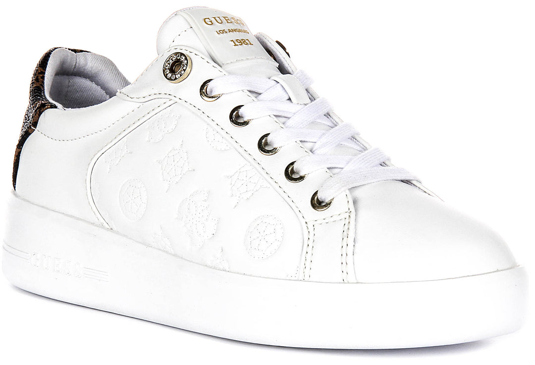 Guess Ronii 4G Peony Logo In White Brown for Women Sneakers