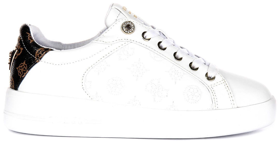 Guess Ronii 4G Peony Logo In White Brown for Women Sneakers