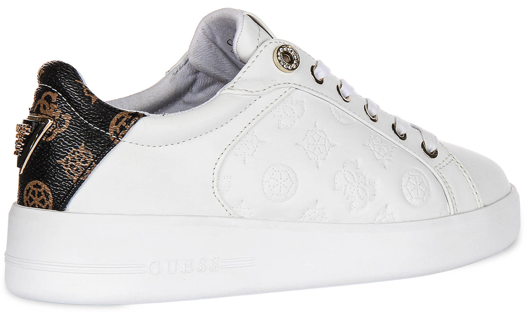 Guess Ronii 4G Peony Logo In White Brown for Women Sneakers