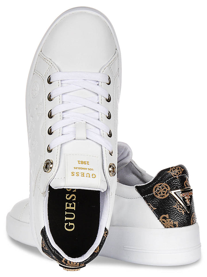 Guess Ronii 4G Peony Logo In White Brown for Women Sneakers