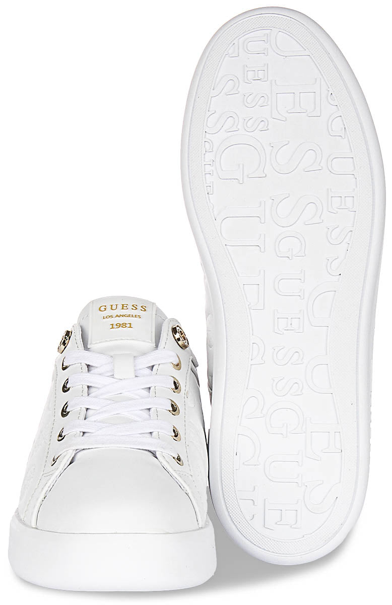 Guess Ronii 4G Peony Logo In White Brown for Women Sneakers