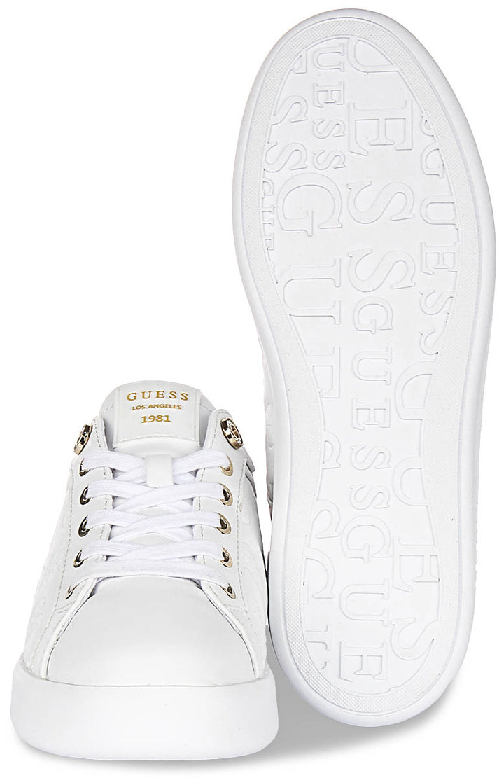 Guess Ronii 4G Peony Logo In White Brown for Women Sneakers