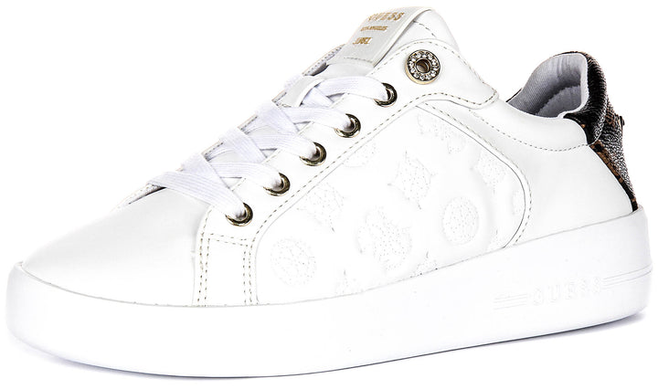 Guess Ronii 4G Peony Logo In White Brown for Women Sneakers