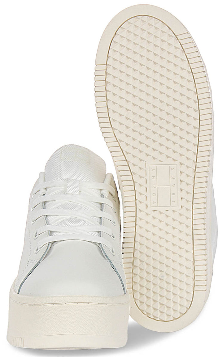 Tommy Jeans Flatform Sneaker In White Brown Leopard For Women