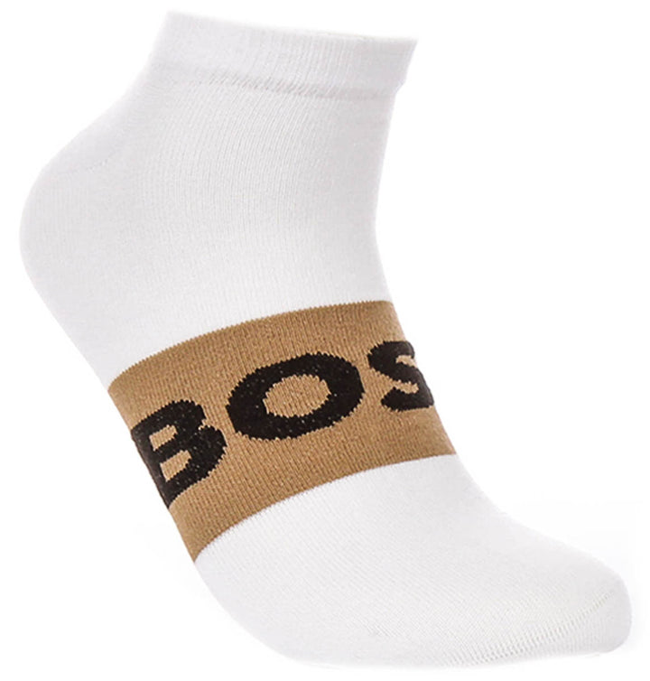 Boss 2 Pair Logo Socks In White Brown For Men