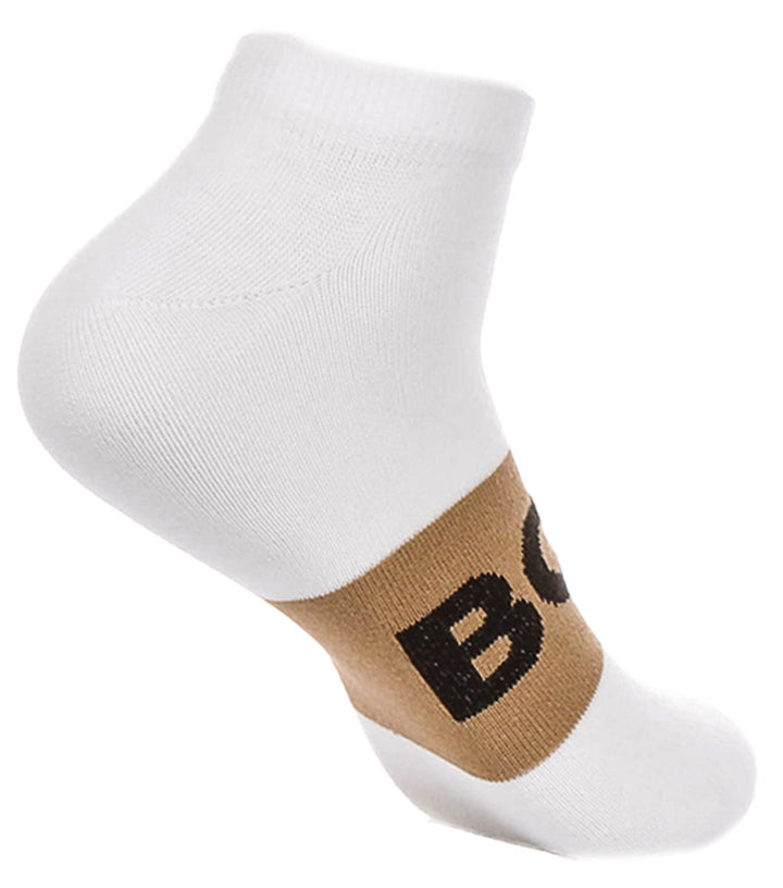 Boss 2 Pair Logo Socks In White Brown For Men