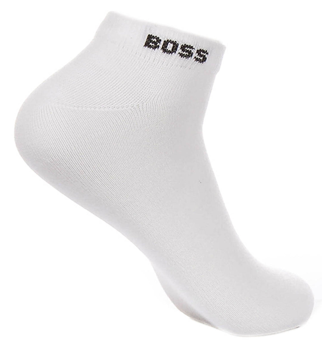 Boss 2 Pair Logo Socks In White Brown For Men