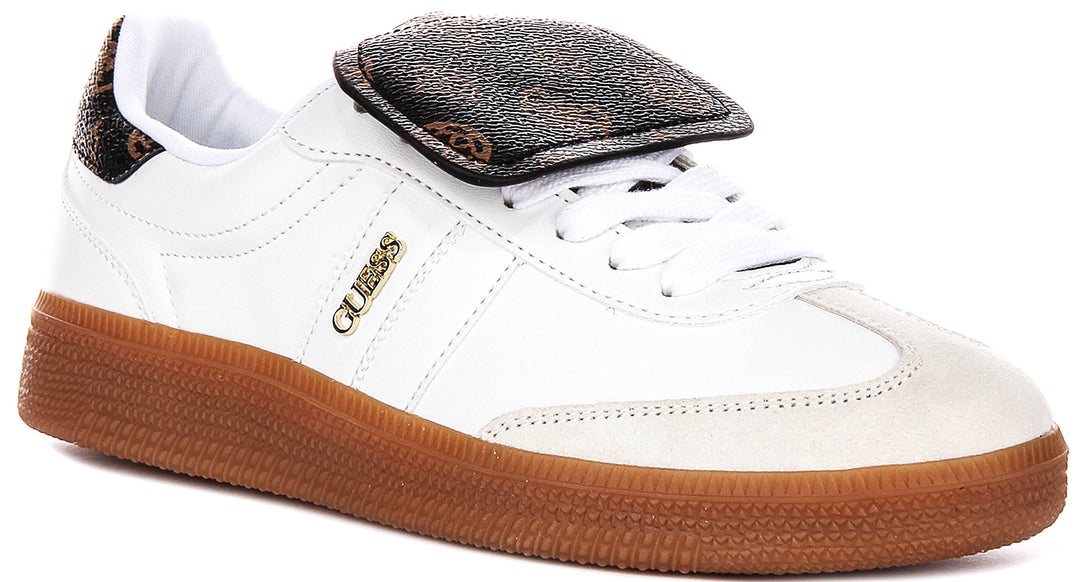 Guess Oleeza Sneaker In White Brown For Women
