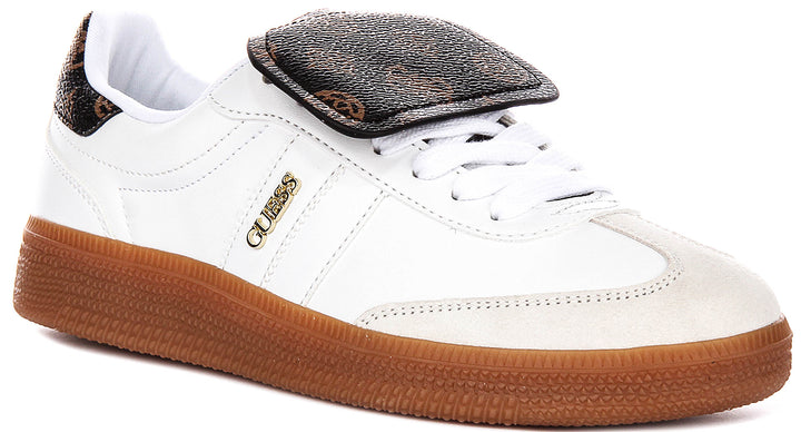 Guess Oleeza Sneaker In White Brown For Women