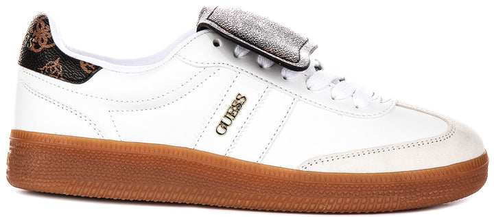 Guess Oleeza Sneaker In White Brown For Women