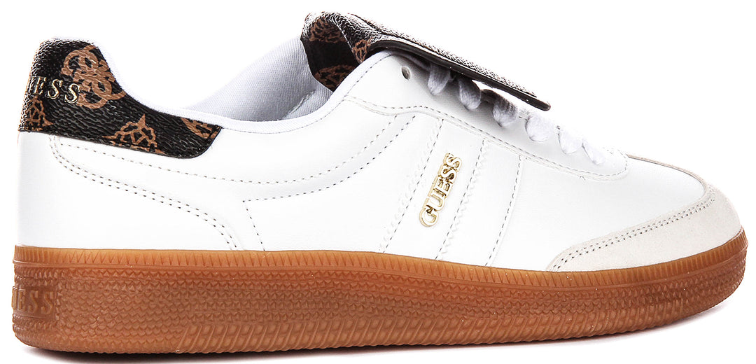 Guess Oleeza Sneaker In White Brown For Women