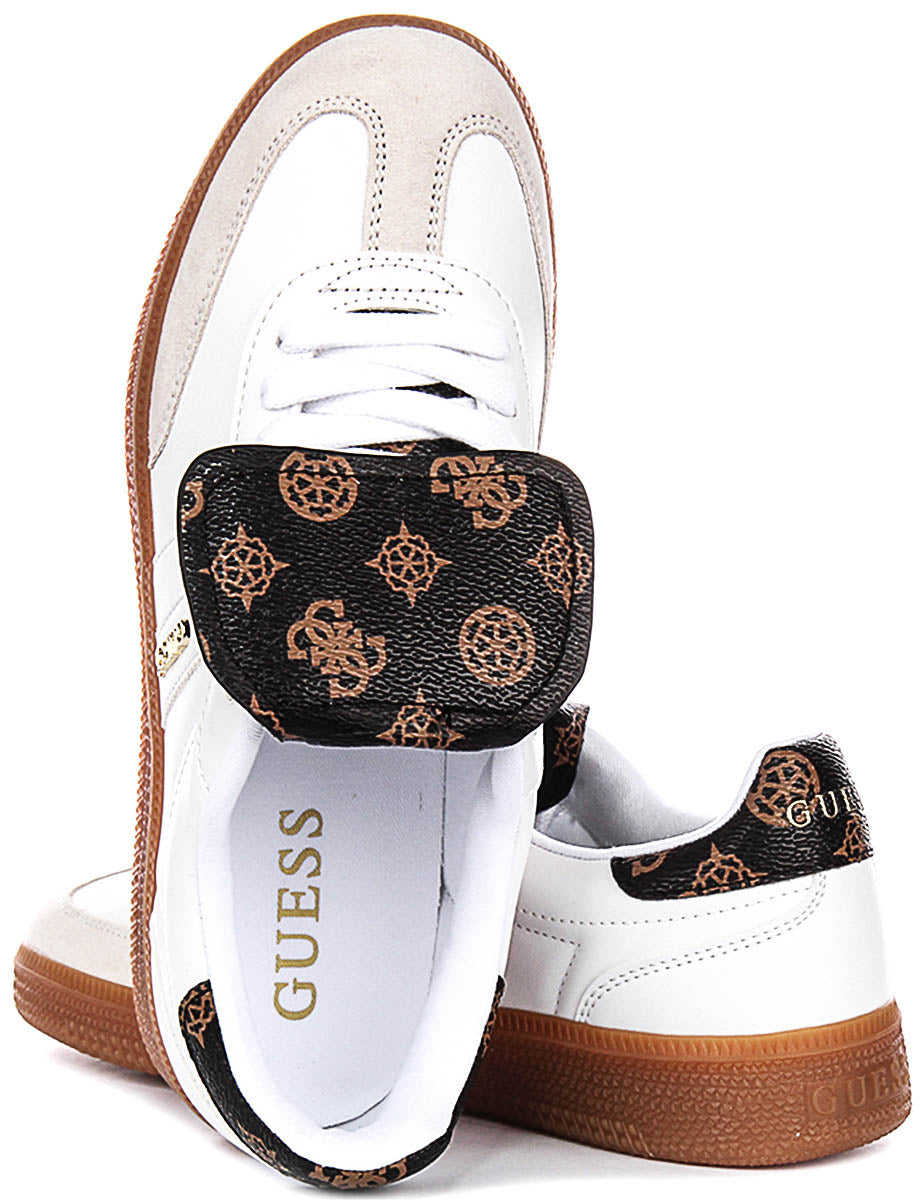 Guess Oleeza Sneaker In White Brown For Women