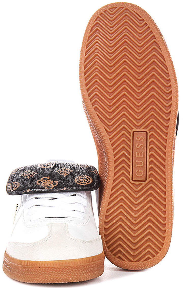 Guess Oleeza Sneaker In White Brown For Women