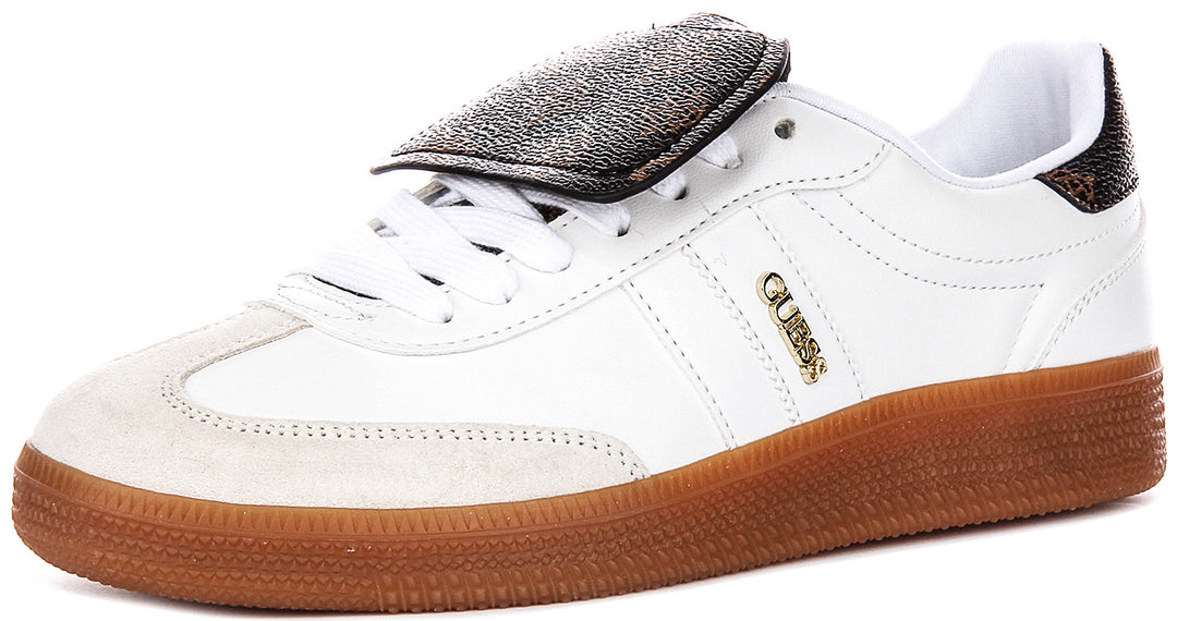 Guess Oleeza Sneaker In White Brown For Women