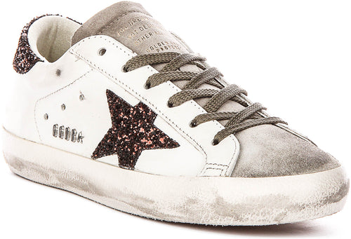 Golden Goose Super Star In White Brown For Women