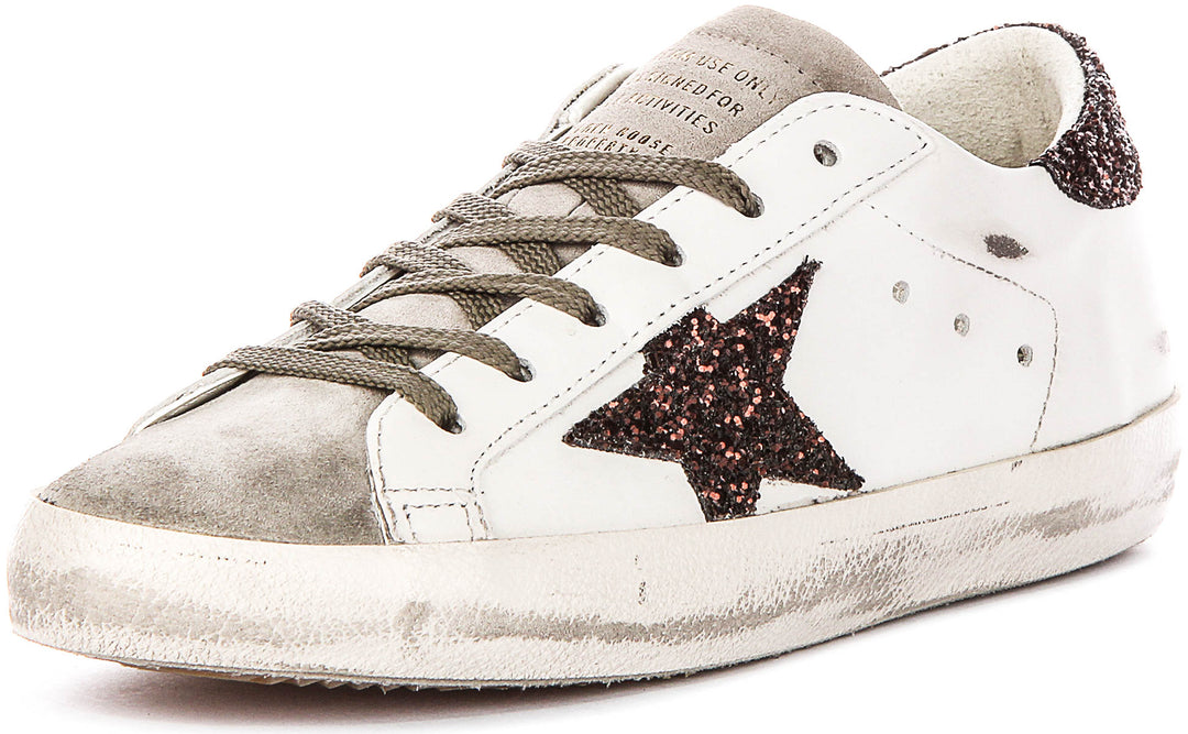 Golden Goose Super Star In White Brown For Women