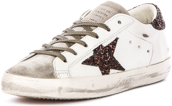 Golden Goose Super Star In White Brown For Women