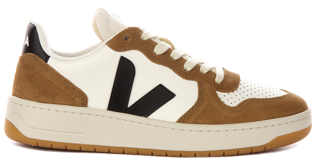 Veja V10 Prime Leather In White Brown For Women