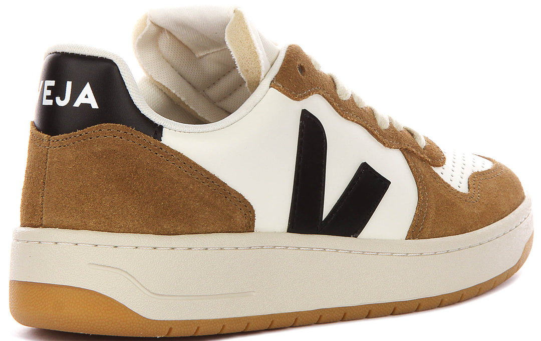 Veja V10 Prime Leather In White Brown For Women