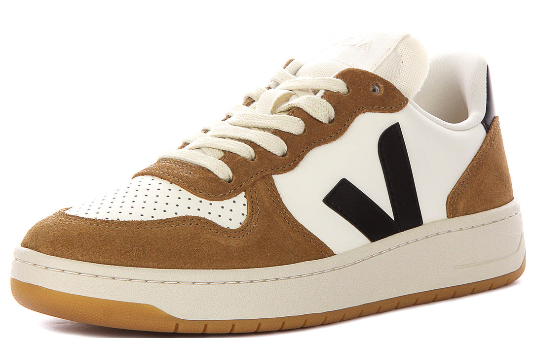 Veja V10 Prime Leather In White Brown For Women