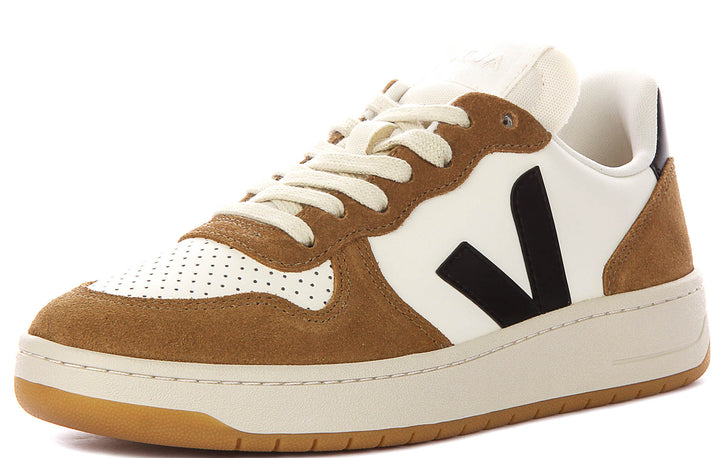 Veja V10 Prime Leather In White Brown For Women