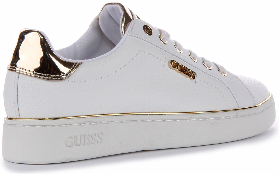 Guess Fl5Bekfal12 In White Gold For Women Lace up Beckie