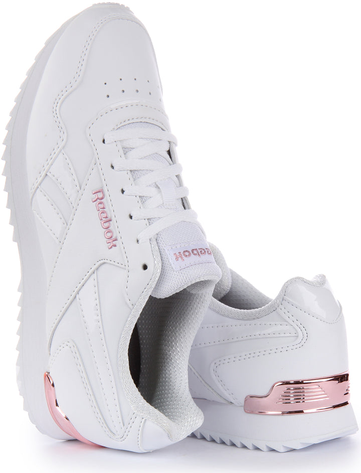 Reebok Royal Glide Ripple Clip Frauen Schnürung Synthetik Turnschuhe Weiß Gold