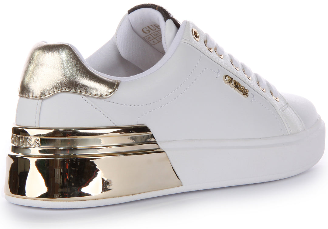 Guess Corline Trainer In White Gold For Women