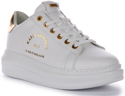 Karl Lagerfeld Maison Karl Zapatillas de Cuero para Mujer en Blanco y Oro