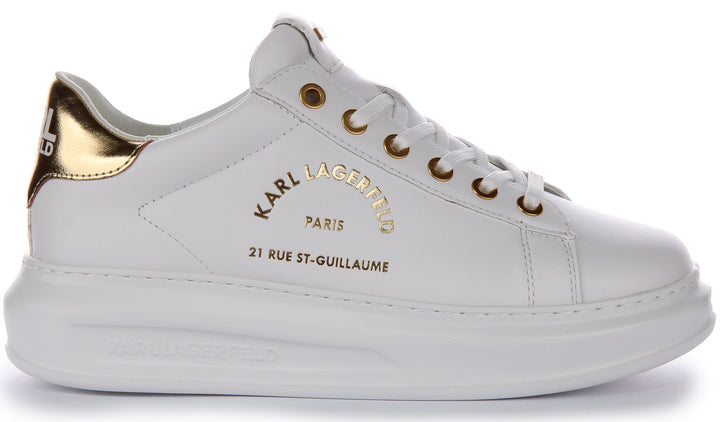 Karl Lagerfeld Maison Karl Zapatillas de Cuero para Mujer en Blanco y Oro