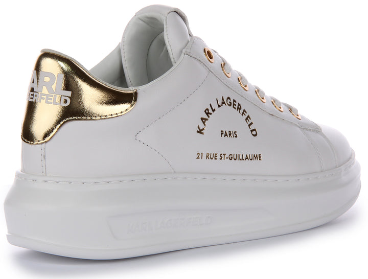 Karl Lagerfeld Maison Karl Zapatillas de Cuero para Mujer en Blanco y Oro