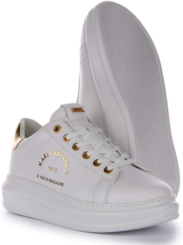 Karl Lagerfeld Maison Karl Zapatillas de Cuero para Mujer en Blanco y Oro
