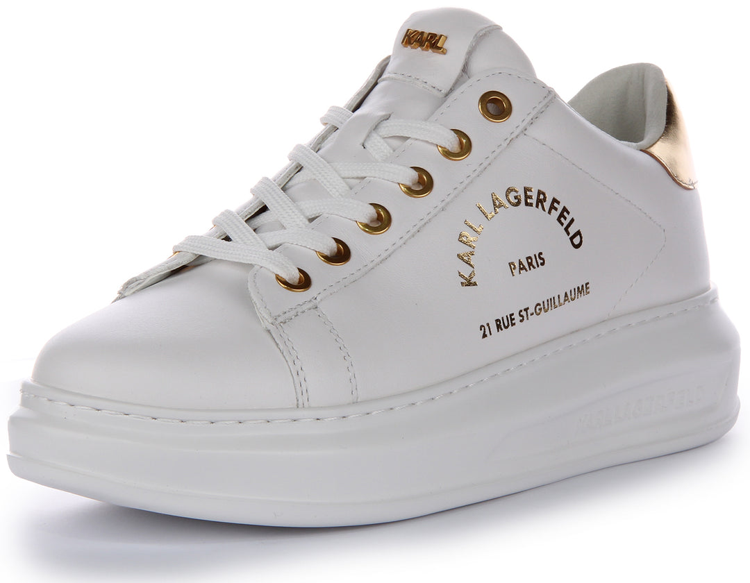 Karl Lagerfeld Maison Karl Zapatillas de Cuero para Mujer en Blanco y Oro
